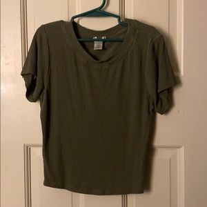 fitted rubber olive green crop top
